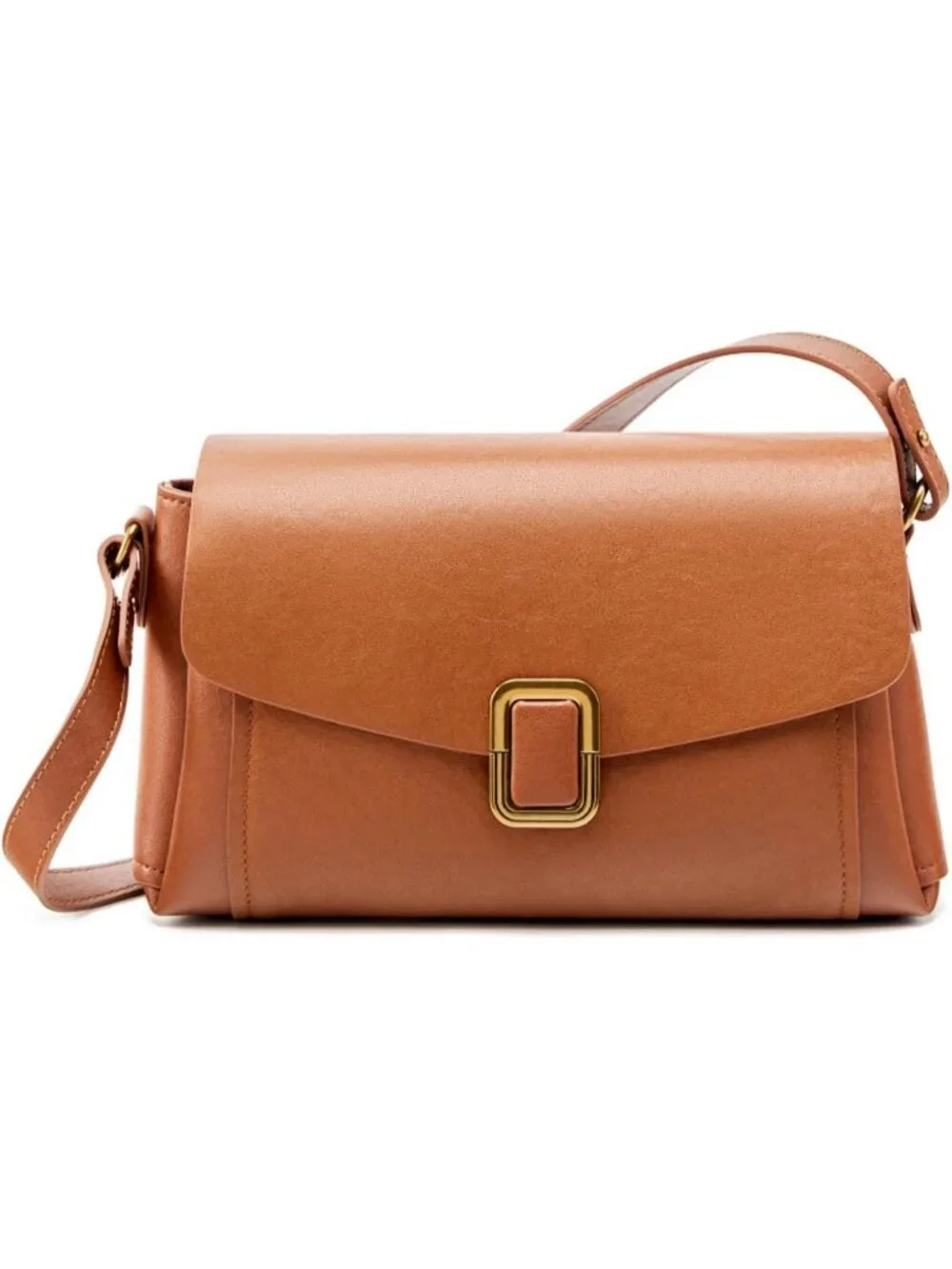 Women's Walnut Genuine Leather Lightweight 2 Detachable Straps Crossbody Bags